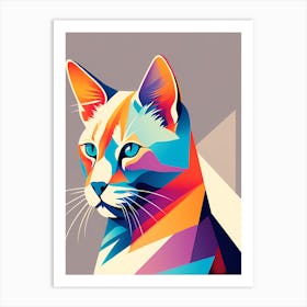 Abstract Cat, colorful cat, digital art, cat art, cat portrait, cat in colors, Art Print