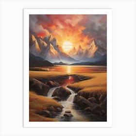 Sunset In The Mountains 4 Art Print