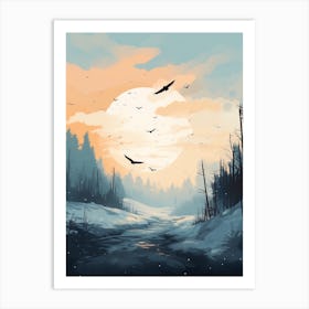 Flock Of Birds Winter 1 Art Print