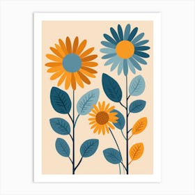 Flowers On A Beige Background Art Print