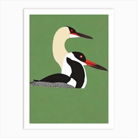 Common Loon Midcentury Illustration Bird Art Print