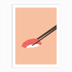 Minimalist Sushi With Chopsticks Art Print