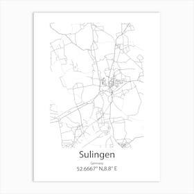 Sulingen,Germany Minimalist Map Art Print