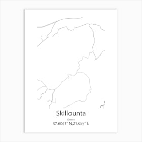 Skillounta,Greece Minimalist Map Art Print