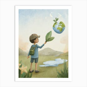 Boy Reaching For Earth Art Print