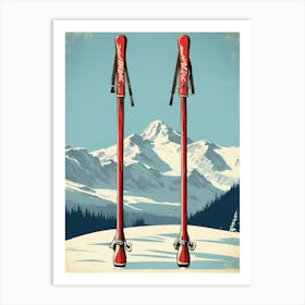 Skis In The Snow Art Print