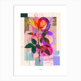 Rose 3 Neon Flower Collage Poster Art Print