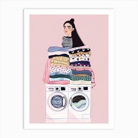 Illustration Of A Girl With Clothes Art Print