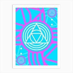 Geometric Glyph in White and Bubblegum Pink and Candy Blue n.0089 Art Print