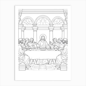 Line Art Inspired By The Last Supper 1 Art Print