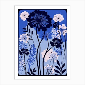 Blue Flower Illustration Queen Annes Lace 3 Art Print
