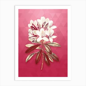 Vintage Common Rhododendron Botanical in Gold on Viva Magenta n.0797 Art Print