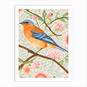 Eastern Bluebird William Morris Style Bird Art Print