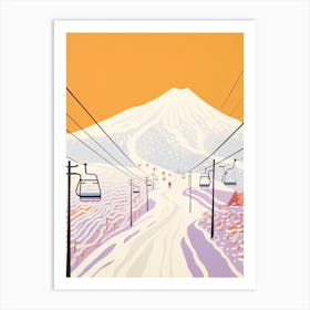 Niseko   Hokkaido, Japan, Ski Resort Pastel Colours Illustration 3 Art Print