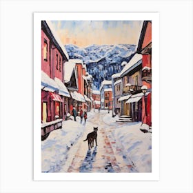 Cat In The Streets Of Banff   Canada With Snow 3 Art Print