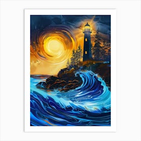 Lighthouse At Sunset 22 Art Print