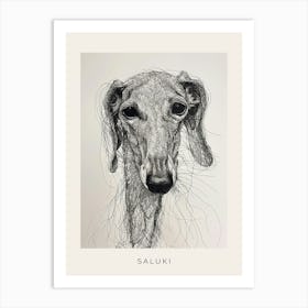 Saluki Dog Line Sketch 2 Poster Art Print