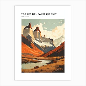 Torres Del Paine Circuit Chile 4 Hiking Trail Landscape Poster Art Print