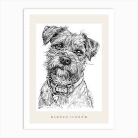 Border Terrier Dog Line Sketch 2 Poster Art Print