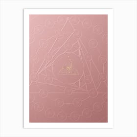 Geometric Gold Glyph on Circle Array in Pink Embossed Paper n.0071 Art Print