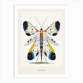 Colourful Insect Illustration Lacewing 13 Poster Art Print