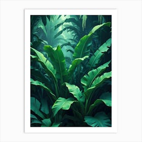 Tropical Jungle With Banana Leaves Art Print