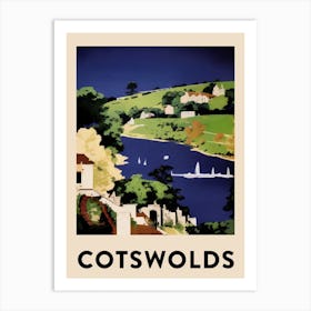 Cotswolds Vintage Travel Poster Art Print