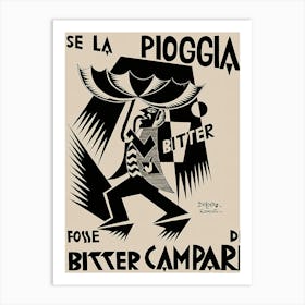 Vintage Se La Pioggia Fosse Bitter Campari Art Print