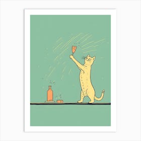 Cat Drinking Wine 1 Art Print