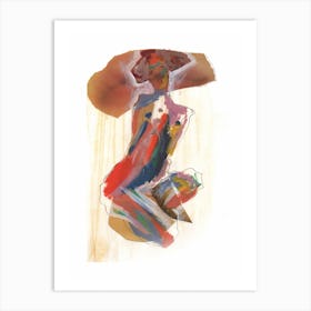 Painted Kiss Collage Woman Egon Schiele Inspired Art Print