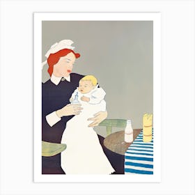 Mother Feeding Baby Illustration, Edward Penfield Art Print