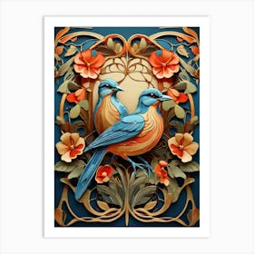 Default Stylized Colorful Design Of Birds In Art Nouveau Style 0 (3) Art Print