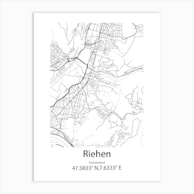 Riehen,Switzerland Minimalist Map Art Print