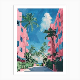 Miami Pink Art Deco And Palm Trees Art Print