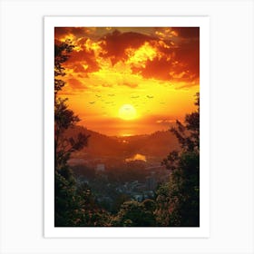 Sunset Over The Mountains Art Print