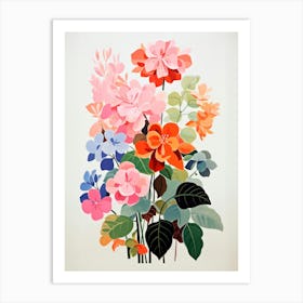 Retro Flowers Bouquet Art Print