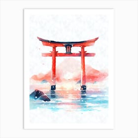 Aesthetic Japanese Shinto Shrine Torii Gate Lake Art Print