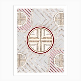 Geometric Abstract Glyph in Festive Gold Silver and Red n.0064 Art Print