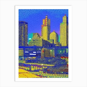 Des Moines, City Us  Pointillism Art Print