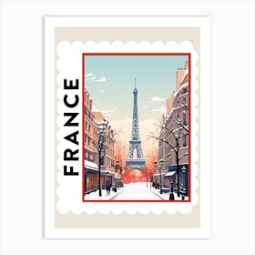 Retro Winter Stamp Poster Paris France 2 Art Print