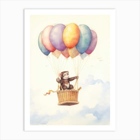 Baby Chimpanzee 2 In A Hot Air Balloon Art Print