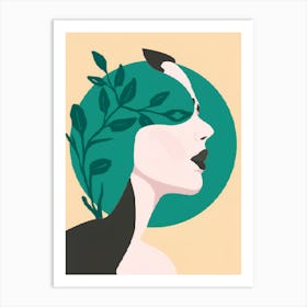 Woman With Green Hair Art Print