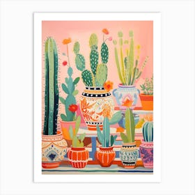 Cactus Painting Maximalist Still Life Cactus Art Print