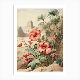 Chinese Hibiscus Flower Victorian Style 3 Art Print