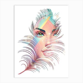 Portrait Of A Woman With Feathers Art Print