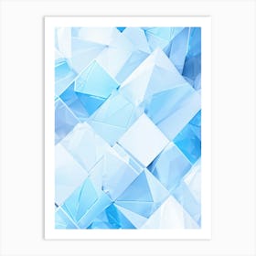 Abstract Geometric Composition Integrating Polygons Soft White And Blue Hues And Transparent Ice (5) Art Print