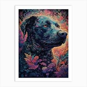 Dog With Flowers 2 Art Print