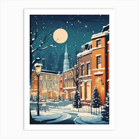 Winter Travel Night Illustration Dublin Ireland 2 Art Print