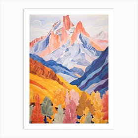 Annapurna Nepal 2 Colourful Mountain Illustration Art Print