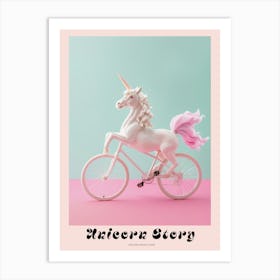 Toy Unicorn Riding A Bike Pastel Poster Art Print